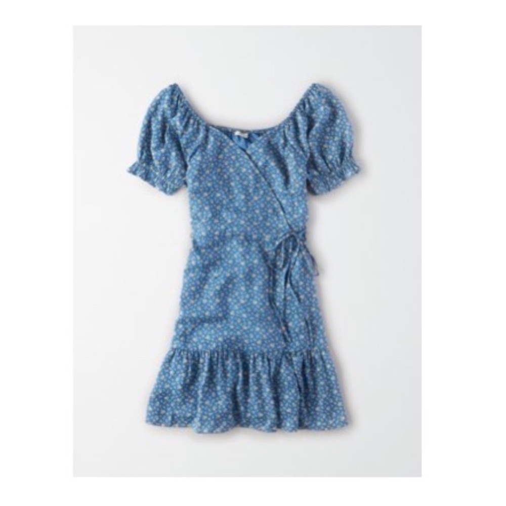 AE Puff Sleeve Wrap Front Mini Dress